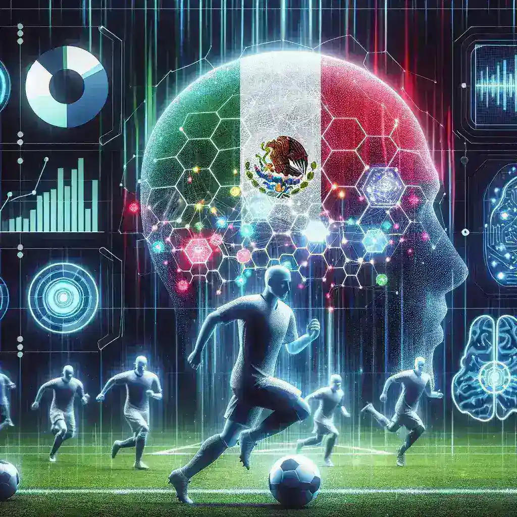 "Gráfico ilustrativo que muestra la integración de inteligencia artificial y análisis de datos en el fútbol profesional mexicano, destacando su impacto en el rendimiento de los equipos y la toma de decisiones estratégicas."